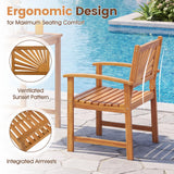 Tangkula 3-Piece Acacia Wood Outdoor Dining Set with 2 Chairs