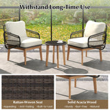 Tangkula 3 Piece Patio Chair Set, Wicker Chair & Side Table Set