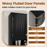 Tangkula Fluted Bathroom Wall Cabinet Modern Double Door Medicine Cabinet