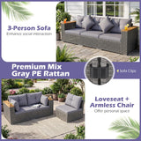 Tangkula 86.5" Large 3 Pieces PE Rattan Sectional Furniture Set