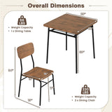 Tangkula Square Dining Table Set for 2