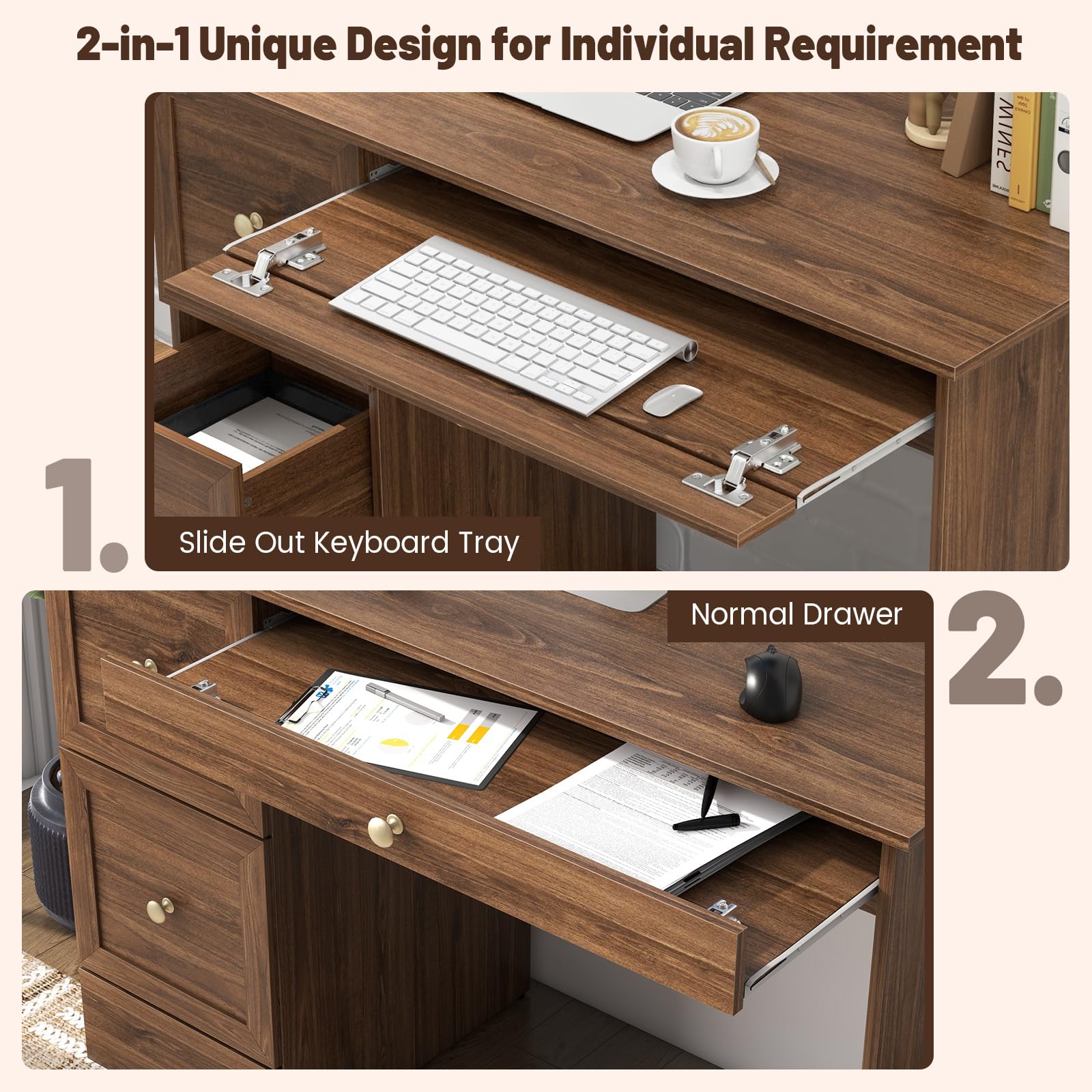Computer Desk with 3 Drawers - Tangkula