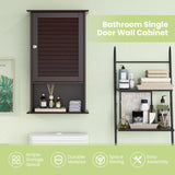 Tangkula Medicine Cabinet, Wall Mounted Bathroom Cabinet Single Door Wooden