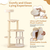 Tangkula 60 Inch Multi-Level Modern Wooden Cat Tower with 2-Story Condo