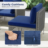 Tangkula 5 Piece Patio Wicker Heavy Duty Sectional Cushioned Sofa Set