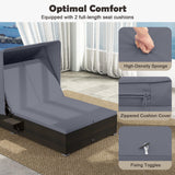 Tangkula Outdoor Rattan Daybed with Canopy & 6-Level Adjustable Backrests