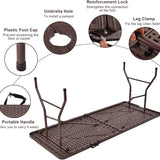 Tangkula 6' Center Folding Table Portable Rattan Design Indoor Outdoor Use with Carrying Handle