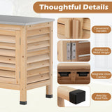 Tangkula Wood Outdoor Storage Cabinet with Stainless Steel Countertop | Fir Wood Frame