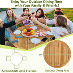 Round Outdoor Dining Table, Acacia Wood Dining Table - Tangkula