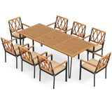 Tangkula 9 Pieces Patio Dining Set, Outdoor Furniture Set w/ 8 Chairs