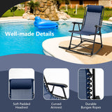 Outdoor Folding Rocking Chair, No Assembly Required, Foldable Rocker Recliner with Headrest