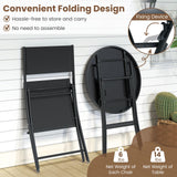 Tangkula 3 Piece Folding Bistro Set Patio Dining Furniture with Breathable Fabric Seat