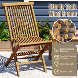 Tangkula 3 Piece Teak Wood Bistro Set, Outdoor Conversation Set with 2 Folding Chairs & Square Side Table