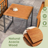 Tangkula 5 Pieces Acacia Wood Patio Furniture Set with Ottomans, Outdoor Conversation Set
