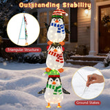 Tangkula Christmas Lighted Penguins Decoration with Warm White Lights and Cute Hats