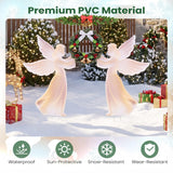 Tangkula Outdoor Christmas Angel & Wreath Decorative Set, Angel Yard Signs