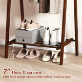 Tangkula Folding Rubber Wood Clothes Hanging Rack