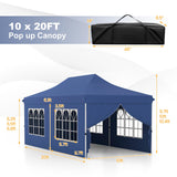 Tangkula 10x20 Ft Pop Up Canopy with 6 Sidewalls, Instant Setup Canopy Tent with 2 Zippered Door, Windows, Carrying Bag