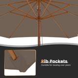 Tangkula 10FT Patio Umbrella, Outdoor Table Market Umbrella w/8 Wooden Ribs