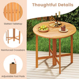 Tangkula 36 Inches Outdoor Folding Round Dining Table