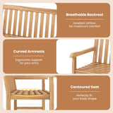 Tangkula 51" Teak Wood Outdoor Bench 2-Person Solid Wood Garden Patio Bench
