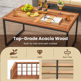 Tangkula Acacia Wood Outdoor Sofa Set, 4 Pieces Outdoor Furniture Set with Heavy Duty Metal Frame