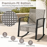 3-Piece Outdoor Rocking Chair Set w/ 2-Tier Glass-Top Side Table