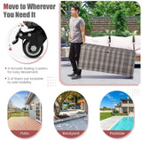 Tangkula 96 Gallon Deck Box, PE Wicker Outdoor Storage Box with 4 Wheels and Waterproof Zippered Liner