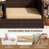Tangkula Patio Loveseat with Built-in Table