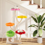 Tangkula 65 Inch Tall Cat Tower with Flower-Shaped Platforms