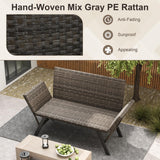 Tangkula Patio Convertible Sofa for 2 Quick Dry Foam Padded Rattan Loveseat