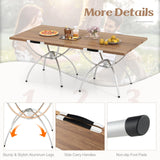 Tangkula 24"x24" Folding Camping Table Set of 2, Extendable Lightweight Camp Table with Wood-Grain Tabletop