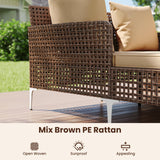 Tangkula Outdoor Rattan Double Daybed with Seat & Back Cushions