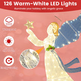 Tangkula 5 Feet Lighted Angel Christmas Decoration with Wings and Warm LED Lights