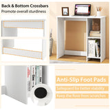 Tangkula Small White Desk with Shelves, Compact Small Desk for Small Space
