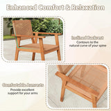 Tangkula Acacia Wood Outdoor Dining Chairs Set of 2/4 PE Rattan Patio Chairs with Backrests and Armrests
