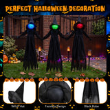Tangkula 9.3 FT Outdoor Halloween Decoration Light Up Witch Stakes Set of 3