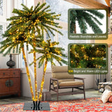 Tangkula 6FT Christmas Lighted Triple Palm Tree