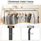 Tangkula Double Rod Clothes Garment Rack with Adjustable Heights (Black & Silver)