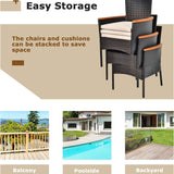 Tangkula Outdoor Patio Wicker Chairs Set of 6 for Poolside