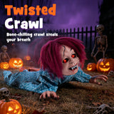 Tangkula 28" Halloween Animated Crawling Baby Doll with Glowing Eyes