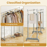 Tangkula Double Rod Clothes Rack Heavy-Duty Metal Garment Rack