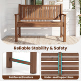 Tangkula 2-Seater Outdoor Wooden Bench with Backrest