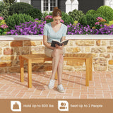 Tangkula 2-Person Outdoor Acacia Wood Curved Garden Bench with 800 LBS Capacity