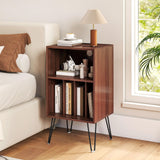 Tangkula 3 Tier Turntable Stand with Charging Station & Sturdy Metal Legs