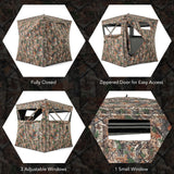 Tangkula Extra Tall 3-4 Person Hunting Blind, 270 Degree See Through Ground Blind with Silent Slide Windows