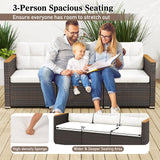 Tangkula 3 Seat Patio Couch Sofa with Thick Cushion for Porch
