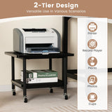 Tangkula 2-Tier Printer Stand, Under Desk Rolling Printer Cart with 2 Storage Shelves