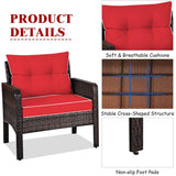 Tangkula 3 Pieces Patio Furniture Set Outdoor Rattan Wicker Coffee Table & Chairs Set