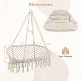Tangkula 2-Person Hanging Hammock Chair, Boho Style Macrame Hammock Swing with Soft Cushions
